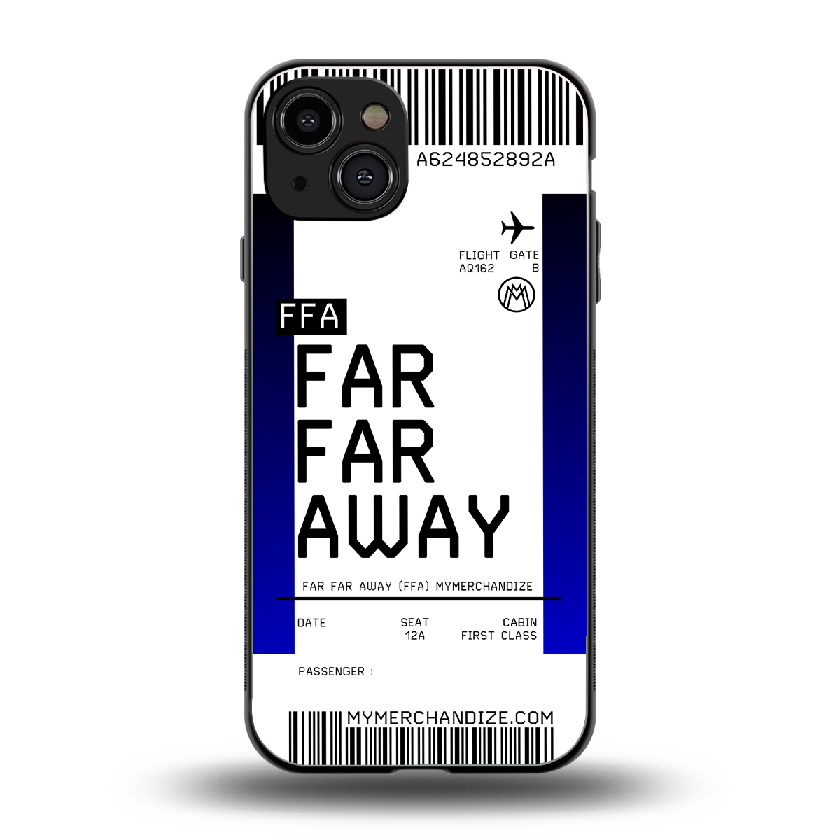 far far away boarding pass ticket back phone cover | glass case for iphone 15