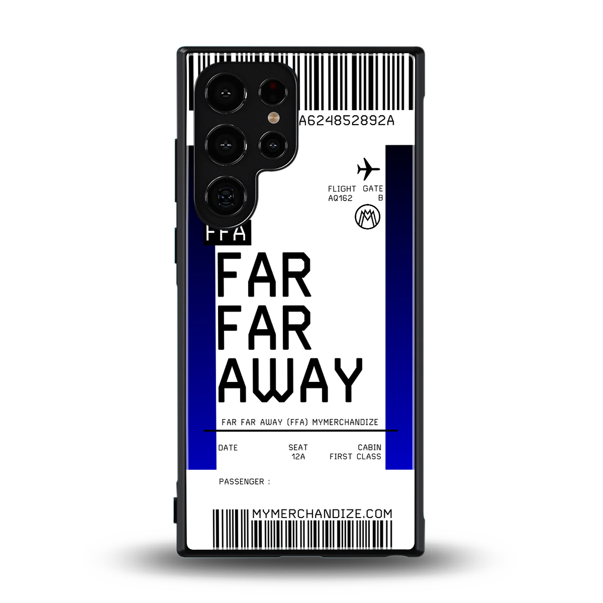 far far away boarding pass ticket back phone cover | glass case for samsung galaxy s24 ultra