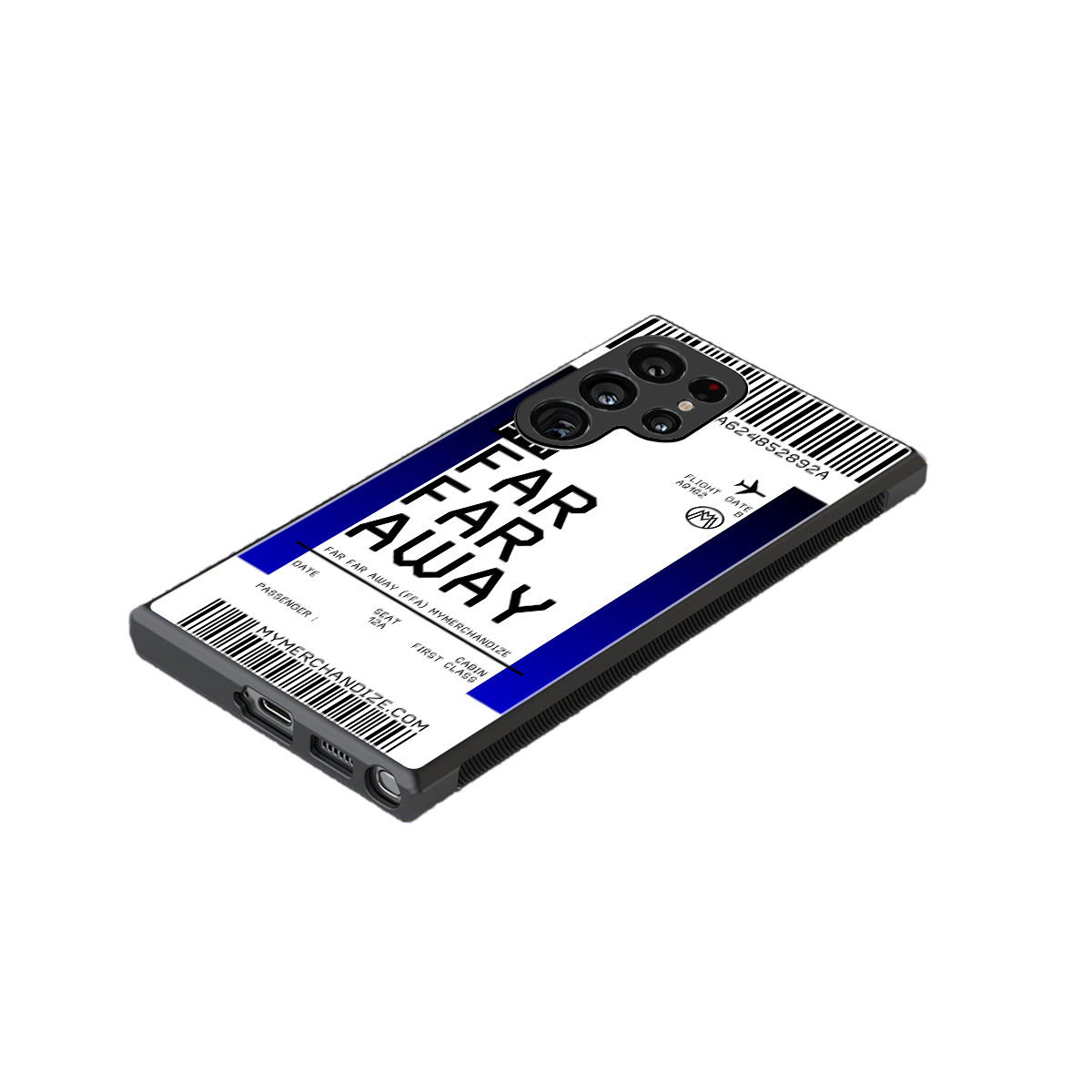 far far away boarding pass ticket back phone cover | glass case for samsung galaxy s24 ultra
