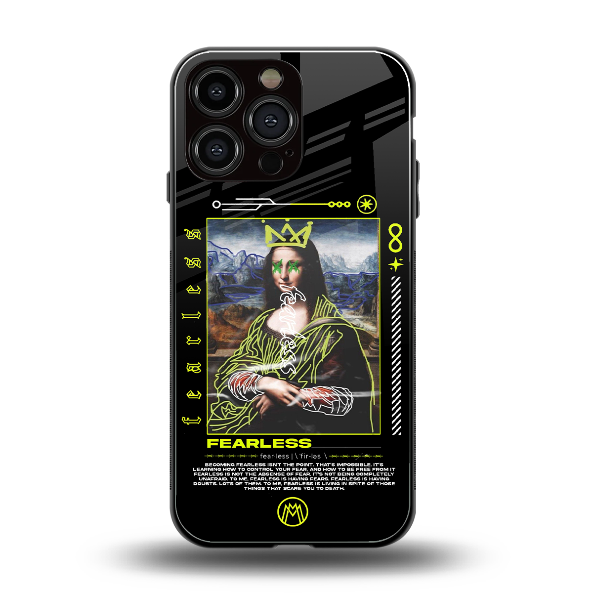 fearless mona lisa back phone cover | glass case for iphone 14 pro max