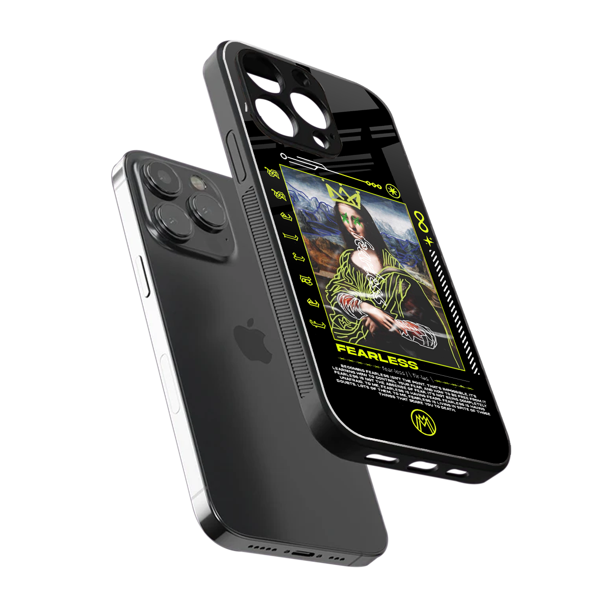 fearless mona lisa back phone cover | glass case for iphone 14 pro max