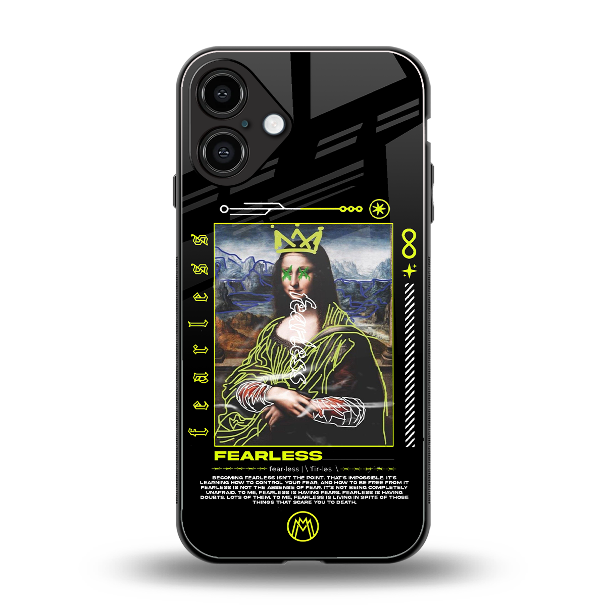 fearless mona lisa back phone cover | glass case for iphone 16 plus