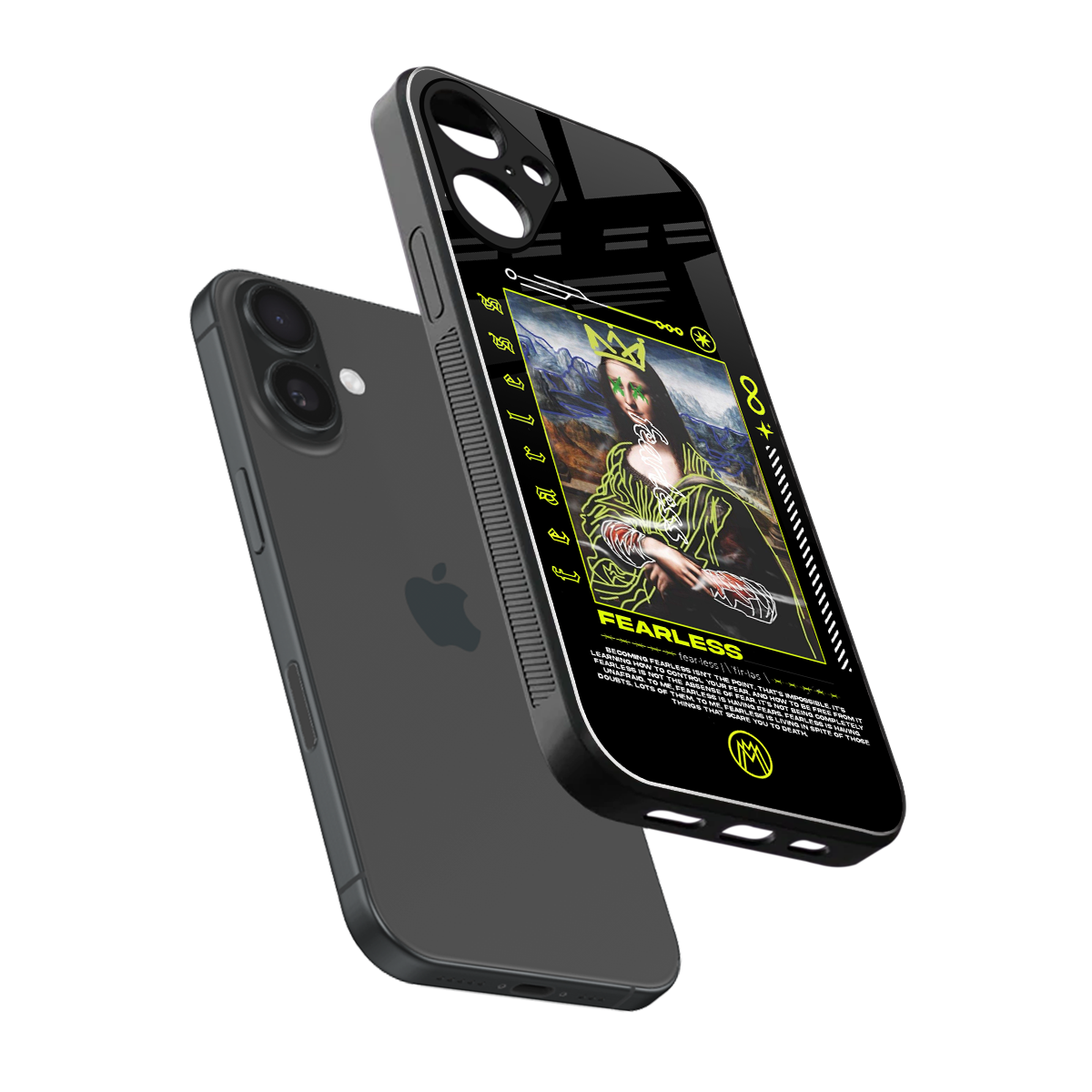fearless mona lisa back phone cover | glass case for iphone 16 plus