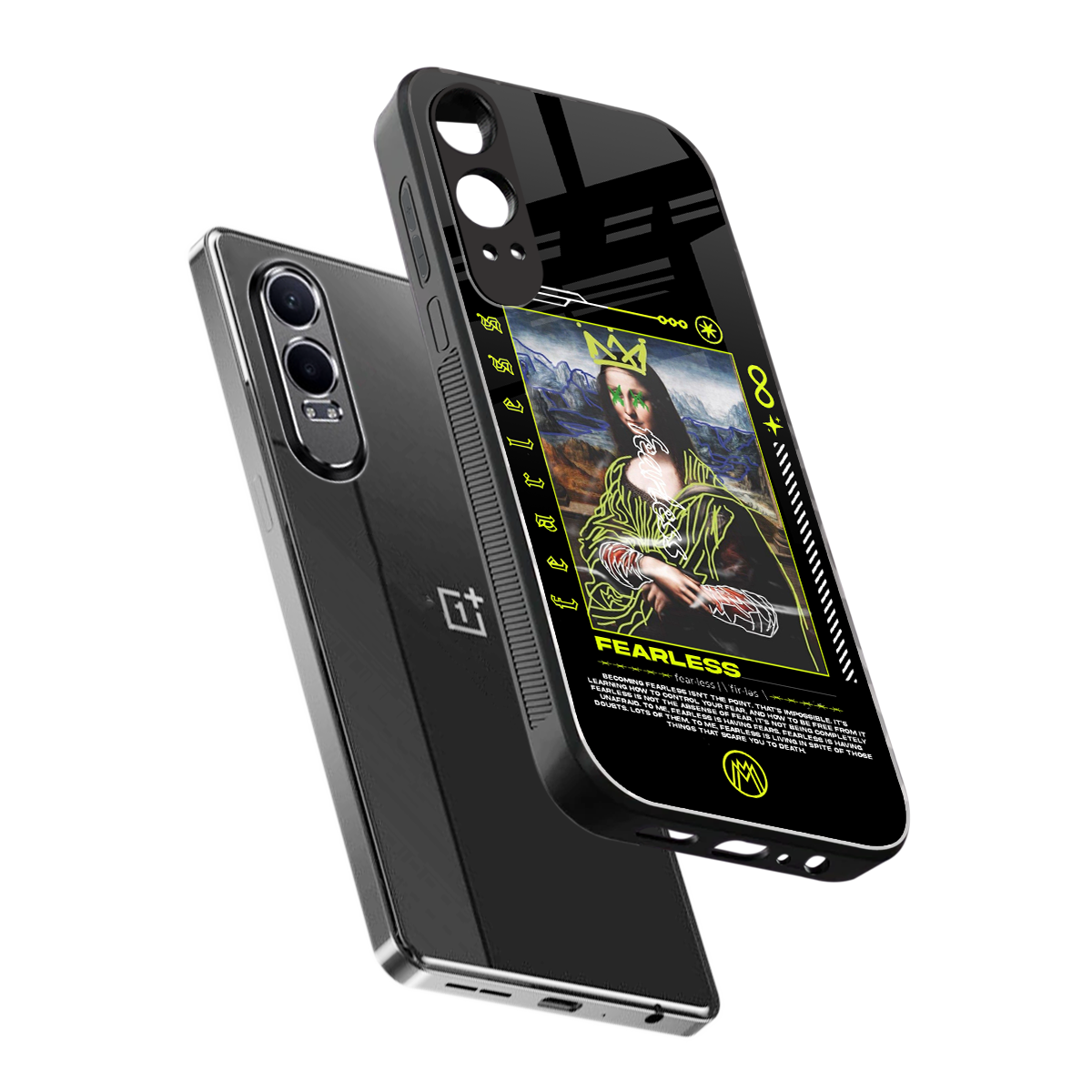 fearless mona lisa back phone cover | glass case for oneplus nord ce 4 lite