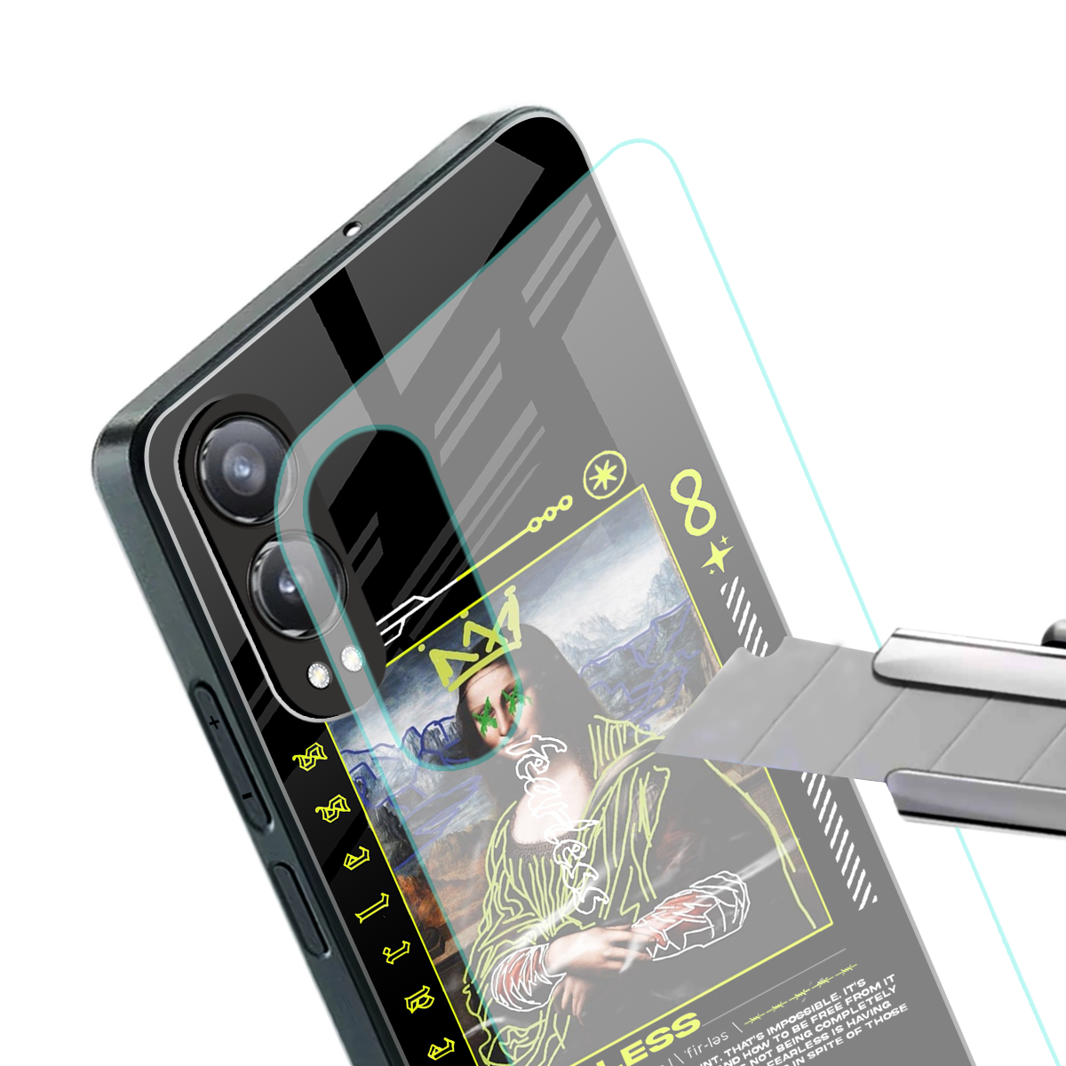 fearless mona lisa back phone cover | glass case for oneplus nord ce 4 lite