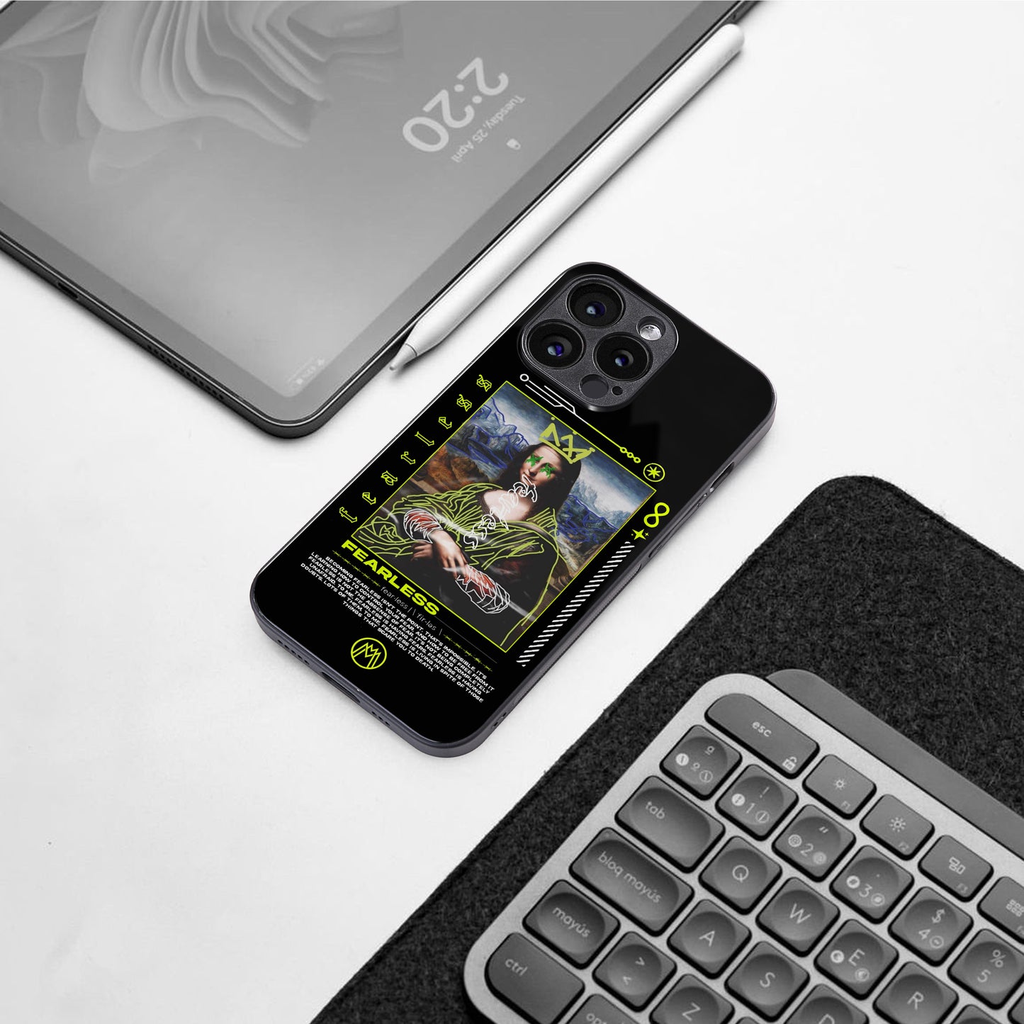 fearless mona lisa back phone cover | glass case for iphone 16 pro max