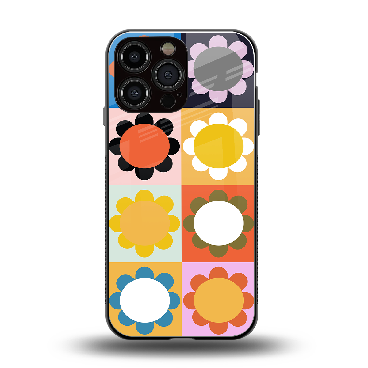 floral joy back phone cover | glass case for iphone 16 pro max