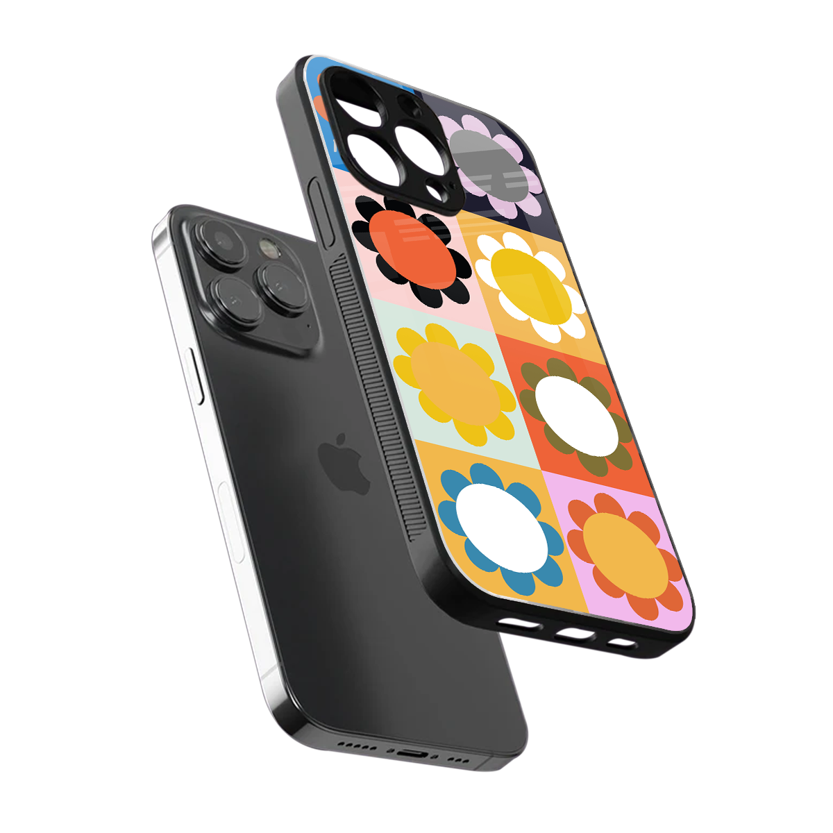 floral joy back phone cover | glass case for iphone 16 pro max