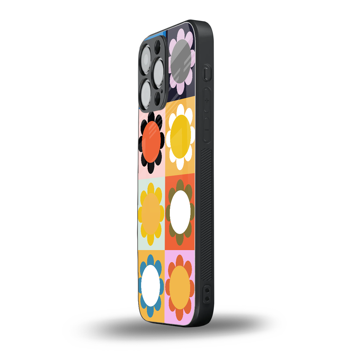 floral joy back phone cover | glass case for iphone 16 pro max