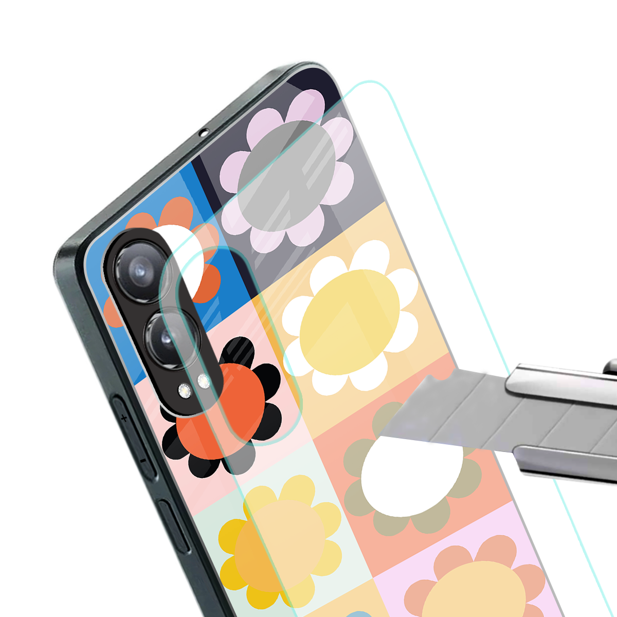 floral joy back phone cover | glass case for oneplus nord ce 4 lite