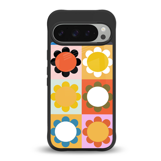 floral joy back phone cover | glass case for google pixel 9 pro