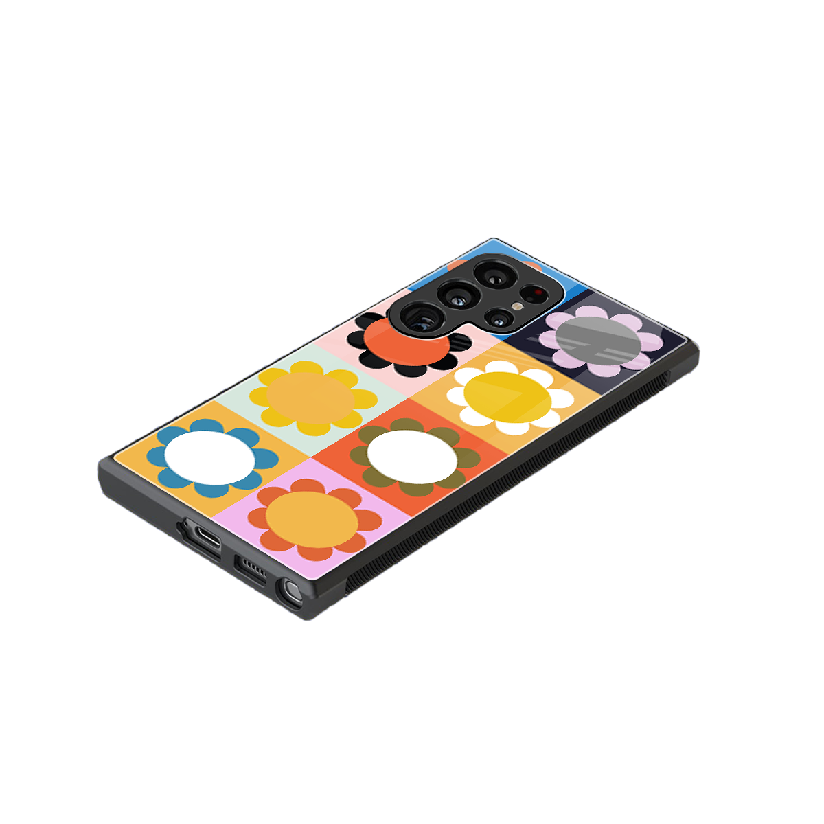floral joy back phone cover | glass case for samsung galaxy s24 ultra