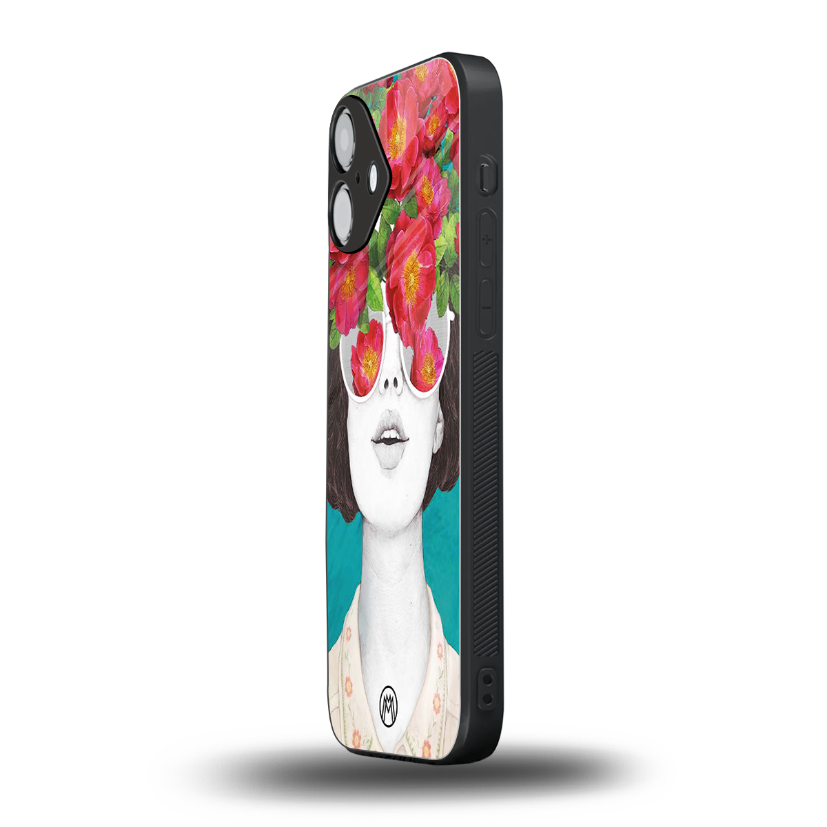 flowery eyes back phone cover | glass case for iphone 16 plus