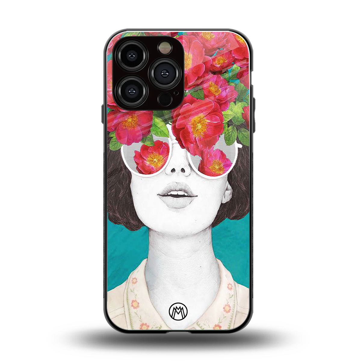 flowery eyes back phone cover | glass case for iphone 16 pro max