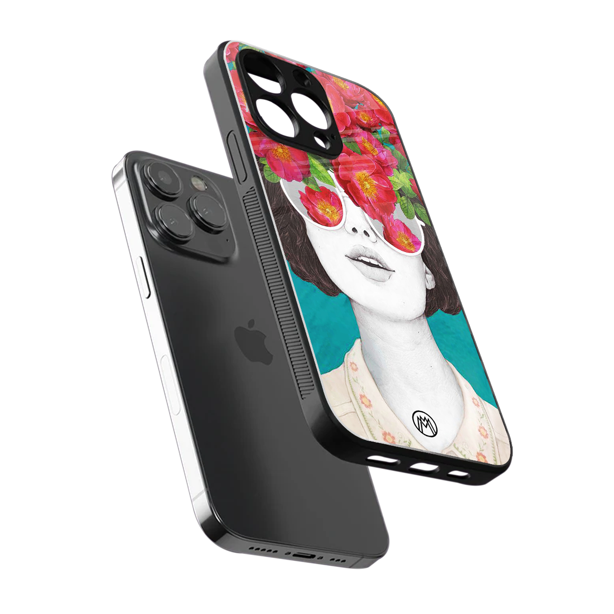 flowery eyes back phone cover | glass case for iphone 16 pro max