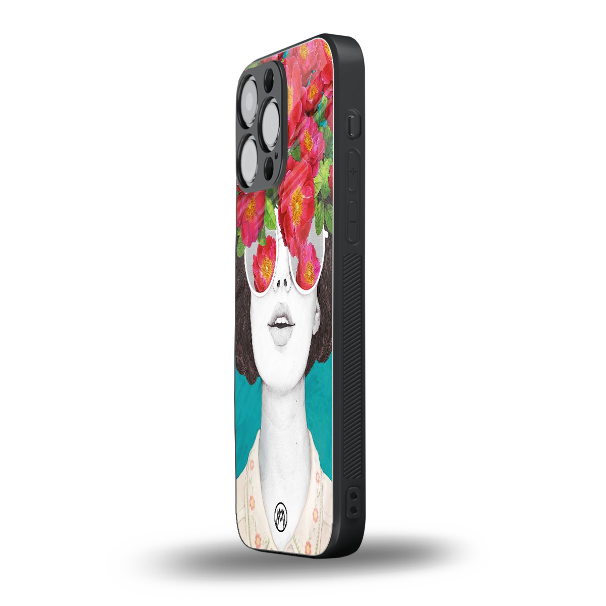 flowery eyes back phone cover | glass case for iphone 16 pro max