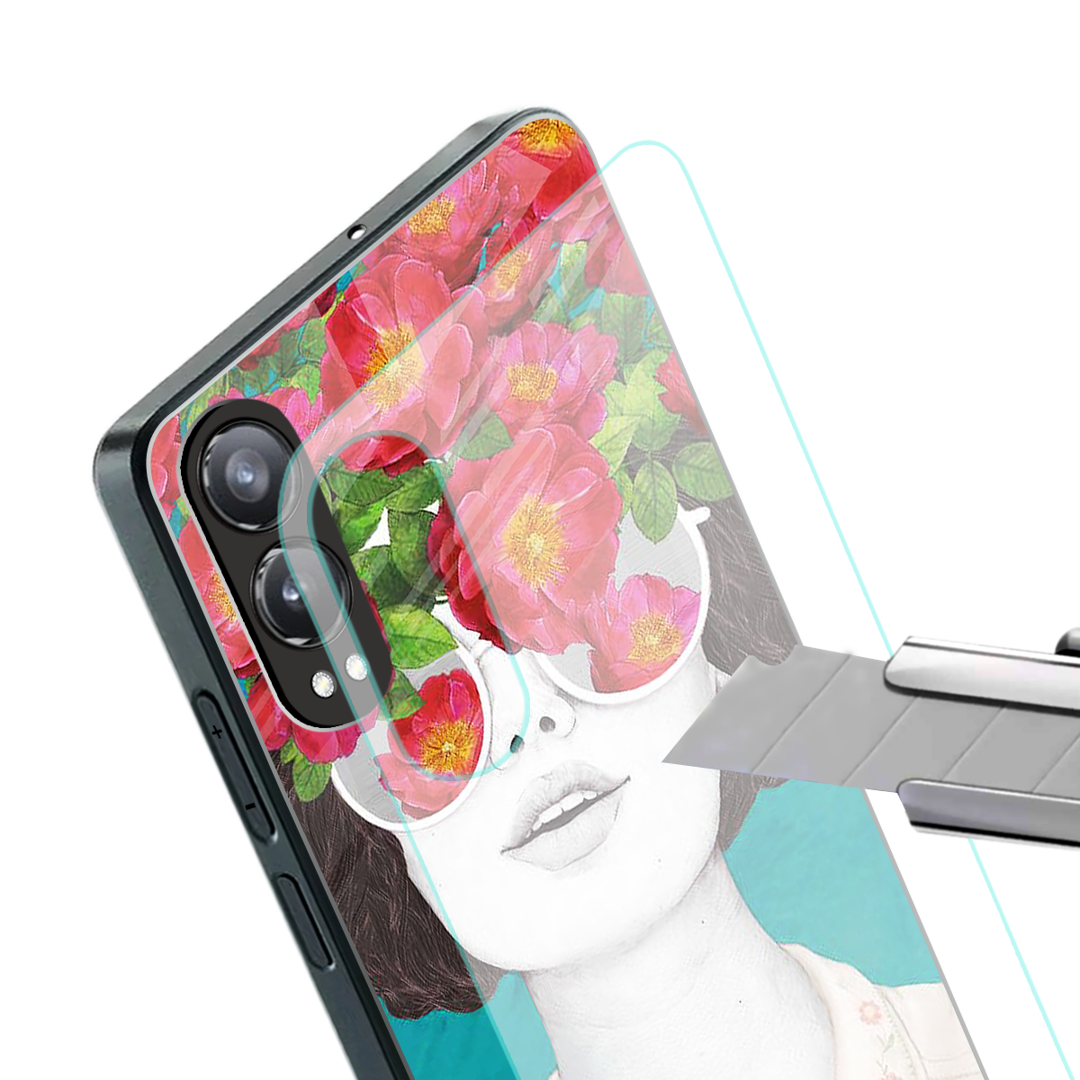 flowery eyes back phone cover | glass case for oneplus nord ce 4 lite