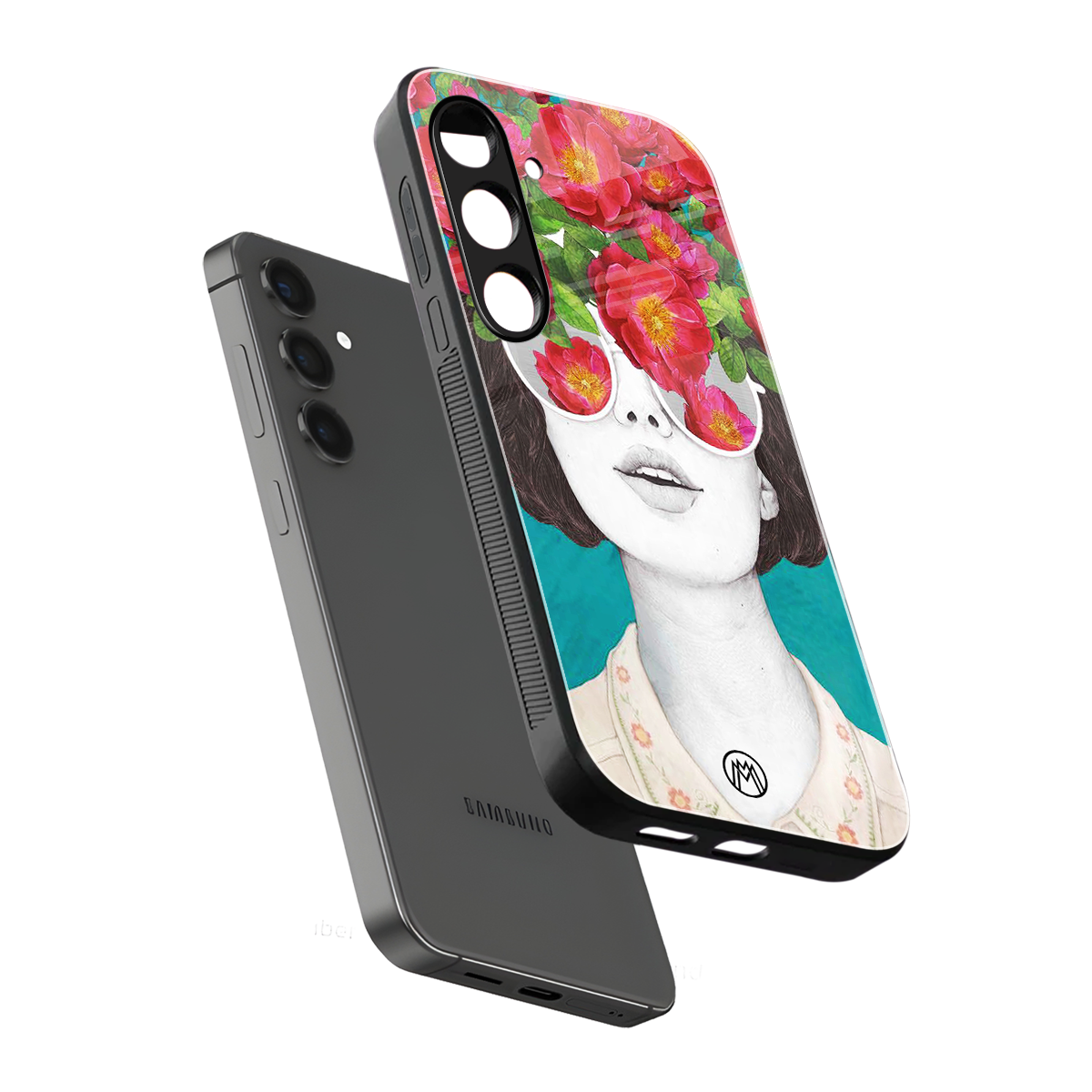 flowery eyes back phone cover | glass case for samsung galaxy s24 fe