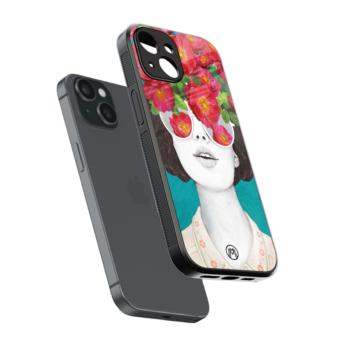 flowery eyes back phone cover | glass case for iphone 15