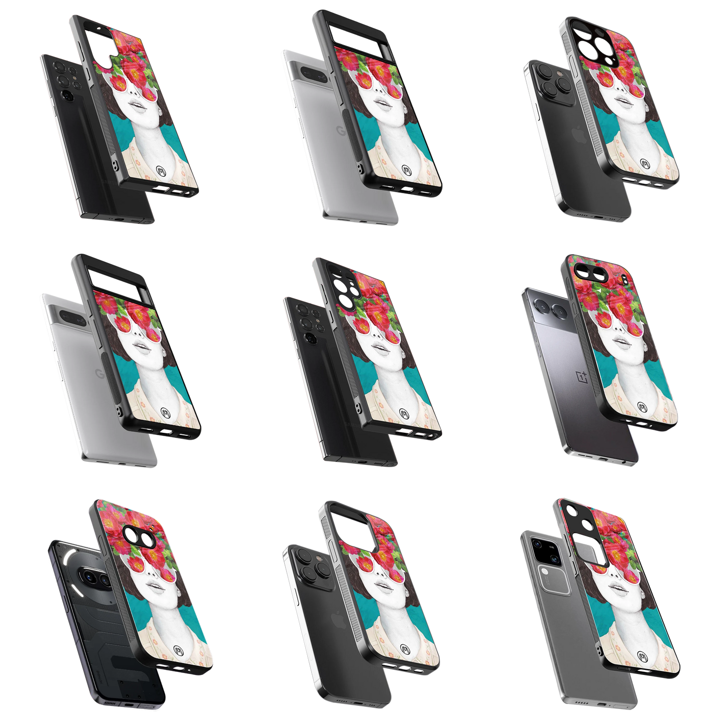 Durable Glass Back Mobile Case for iPhone, Samsung, OnePlus, Google Pixel, Redmi, Vivo, Oppo