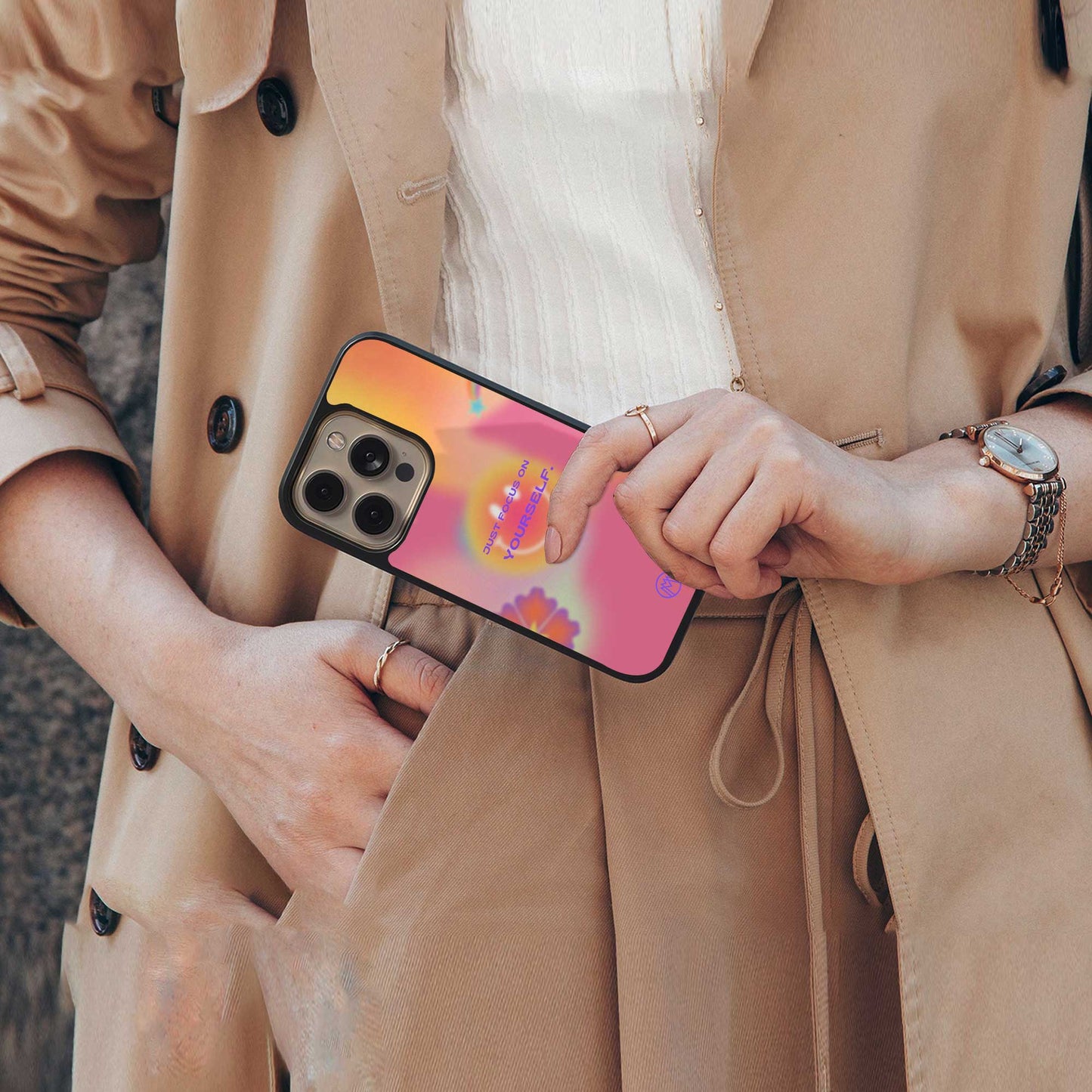 focus on yourself back phone cover | glass case for samsung galaxy s25 plus