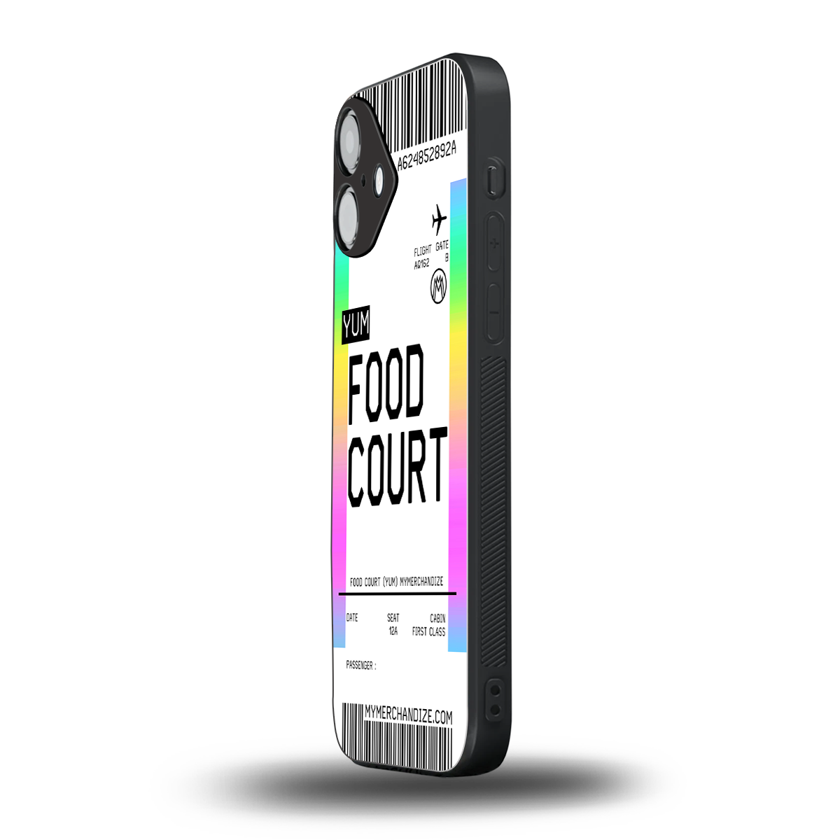 food court boarding pass ticket back phone cover | glass case for iphone 16 plus