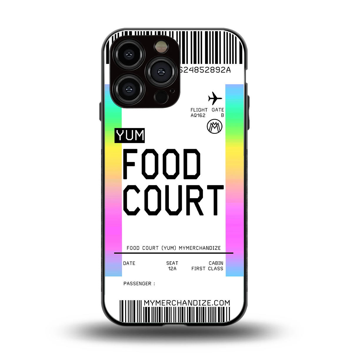 food court boarding pass ticket back phone cover | glass case for iphone 16 pro max