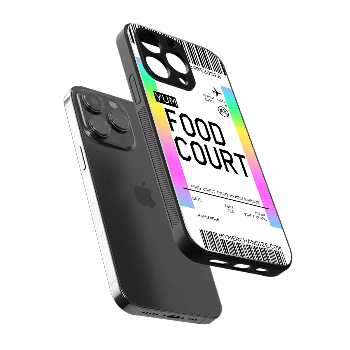 food court boarding pass ticket back phone cover | glass case for iphone 16 pro max
