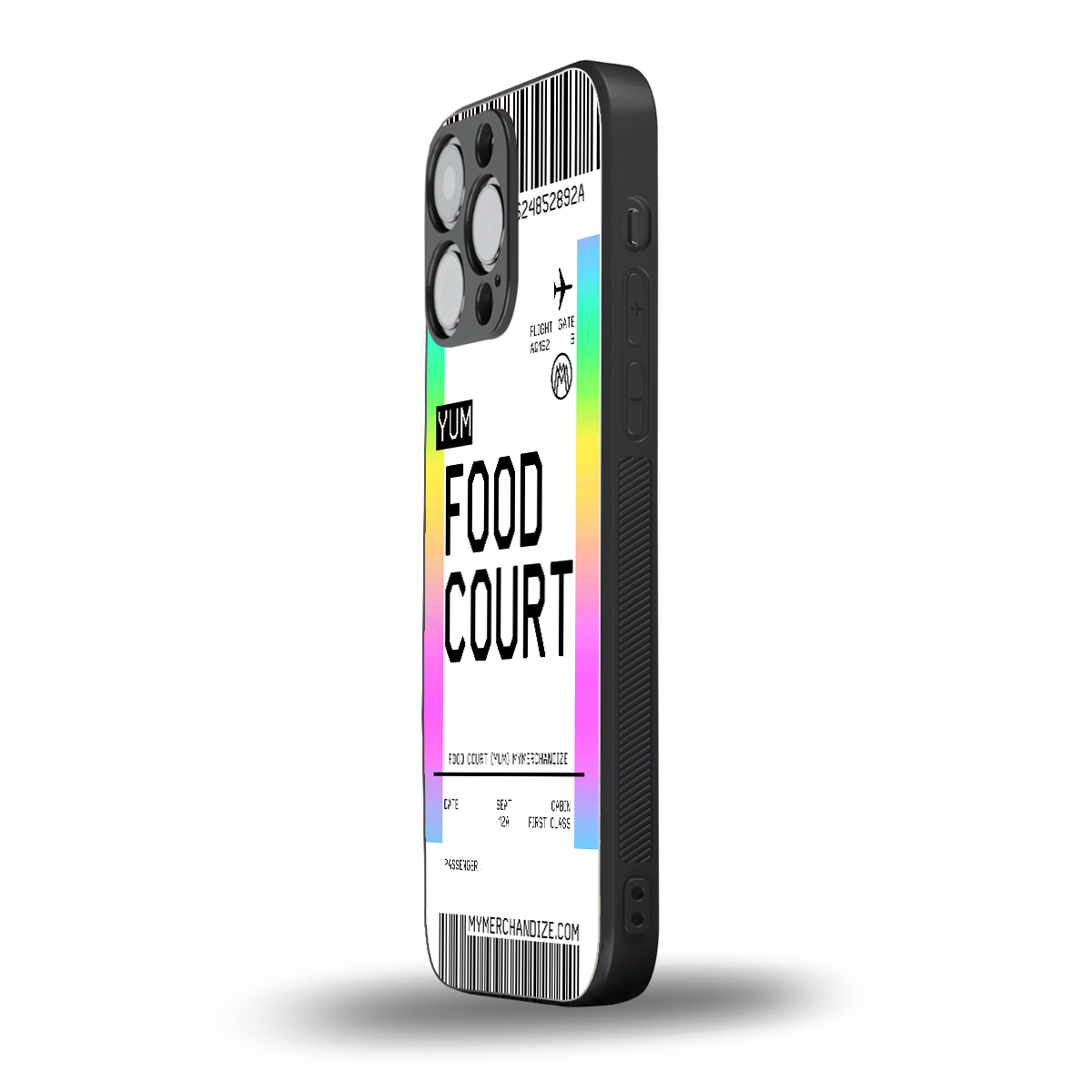 food court boarding pass ticket back phone cover | glass case for iphone 16 pro max