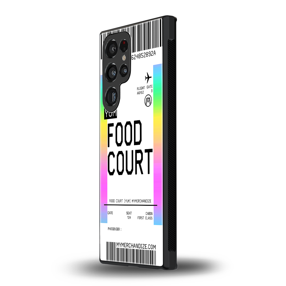 food court boarding pass ticket back phone cover | glass case for samsung galaxy s24 ultra