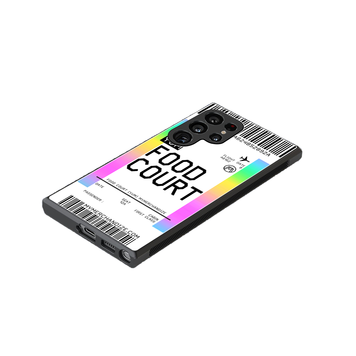 food court boarding pass ticket back phone cover | glass case for samsung galaxy s24 ultra