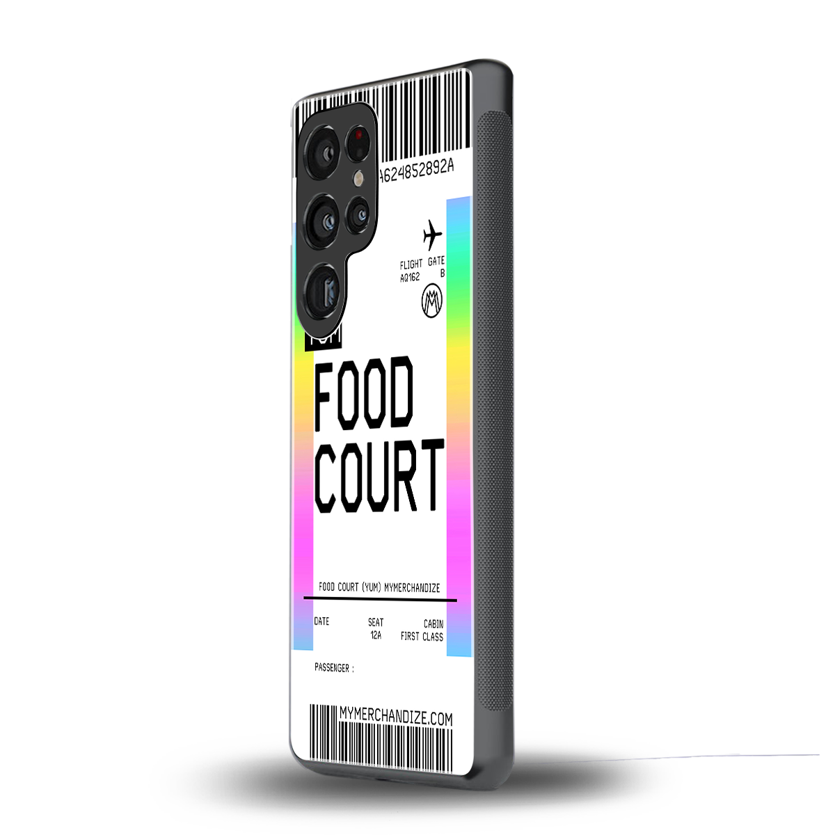 food court boarding pass ticket back phone cover | glass case for samsung galaxy s25 ultra