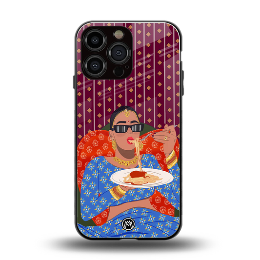foodie queen back phone cover | glass case for iphone 14 pro max