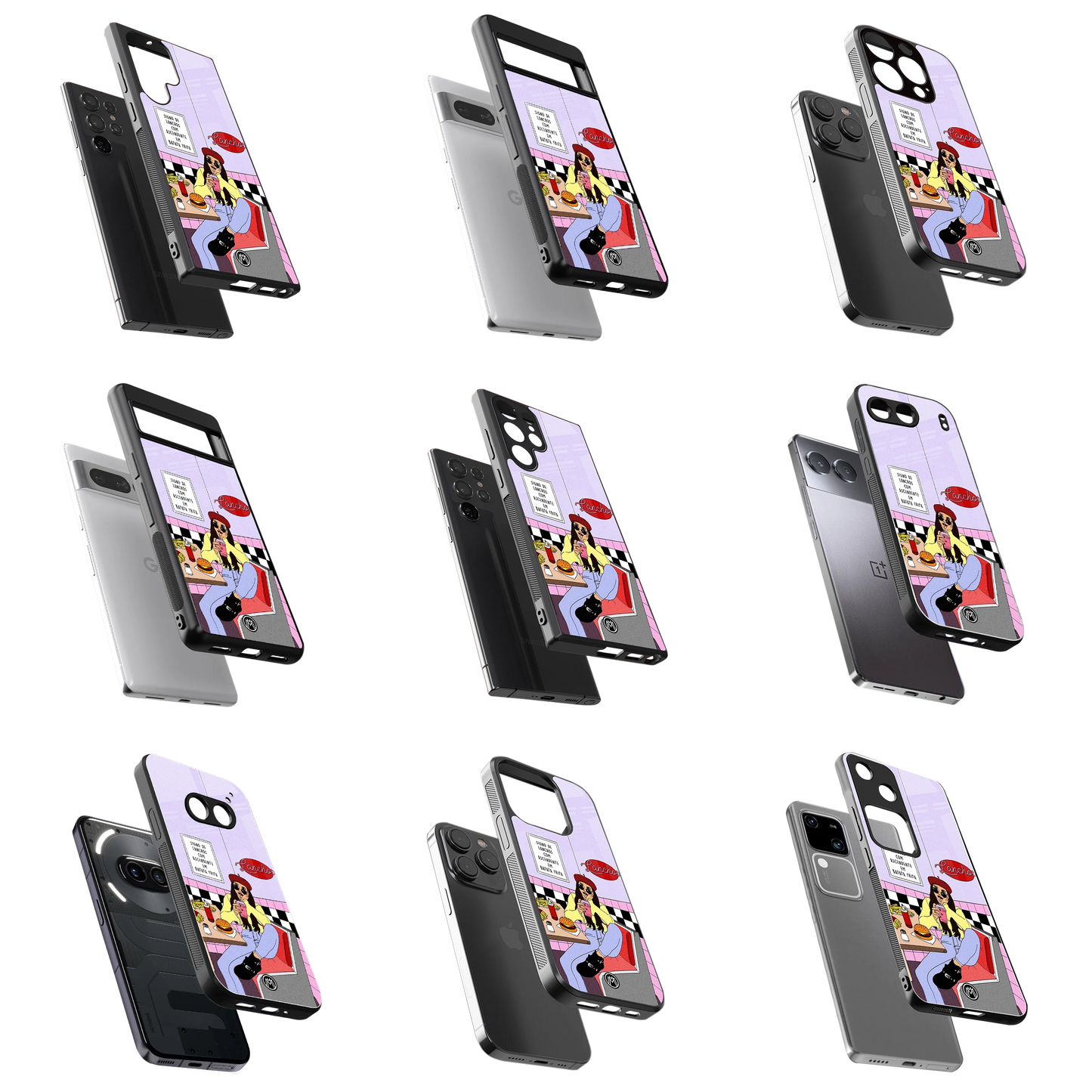 Durable Glass Back Mobile Case for iPhone, Samsung, OnePlus, Google Pixel, Redmi, Vivo, Oppo