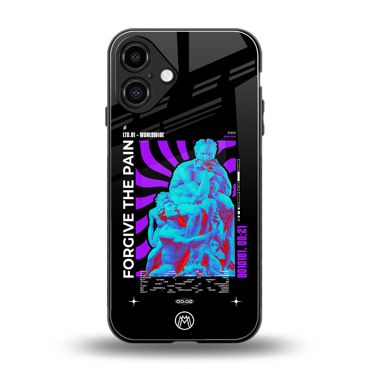forgive the pain back phone cover | glass case for iphone 16 plus