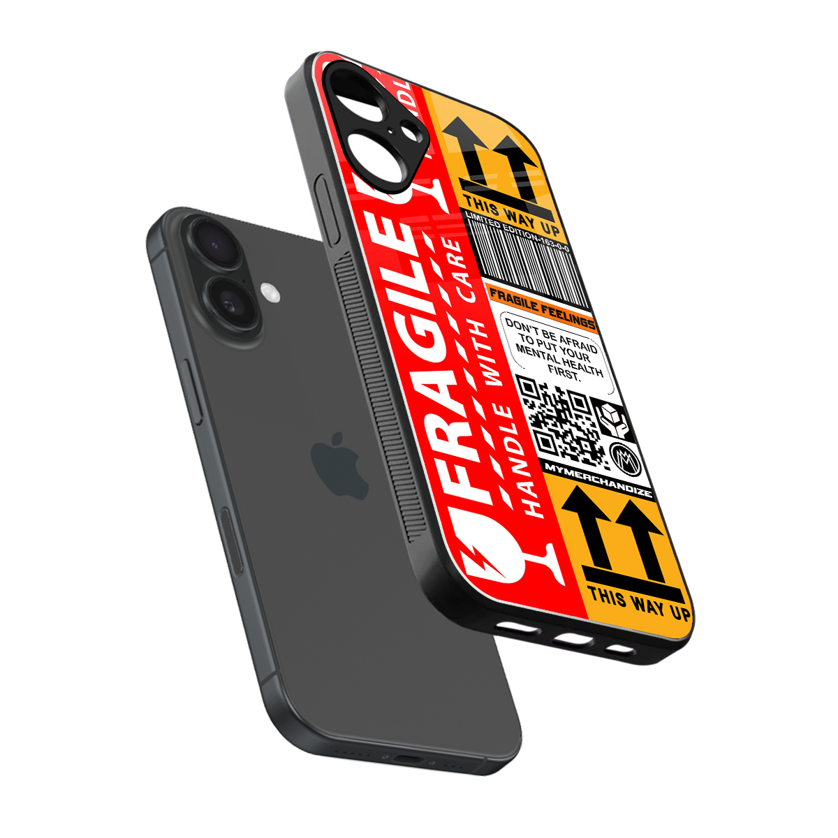 fragile feelings back phone cover | glass case for iphone 16 plus