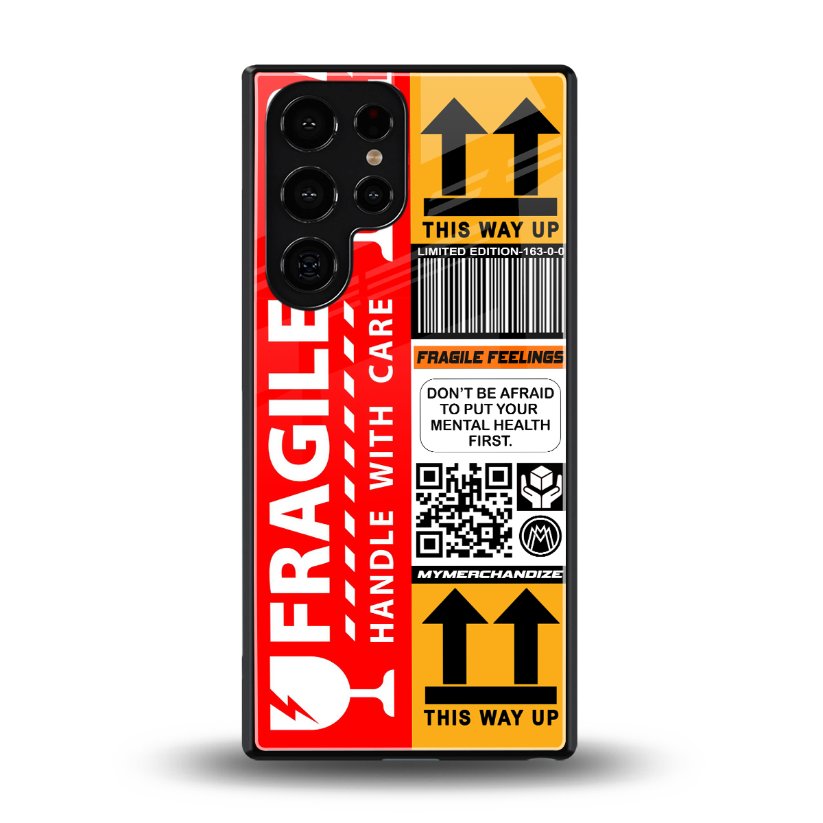 fragile feelings back phone cover | glass case for samsung galaxy s25 ultra