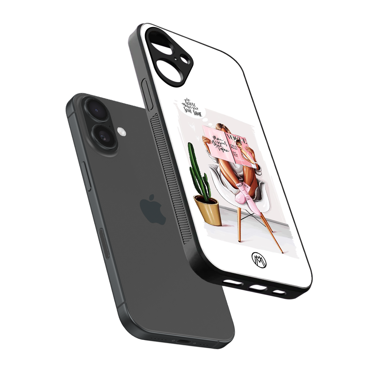 full glam vogue back phone cover | glass case for iphone 16 plus