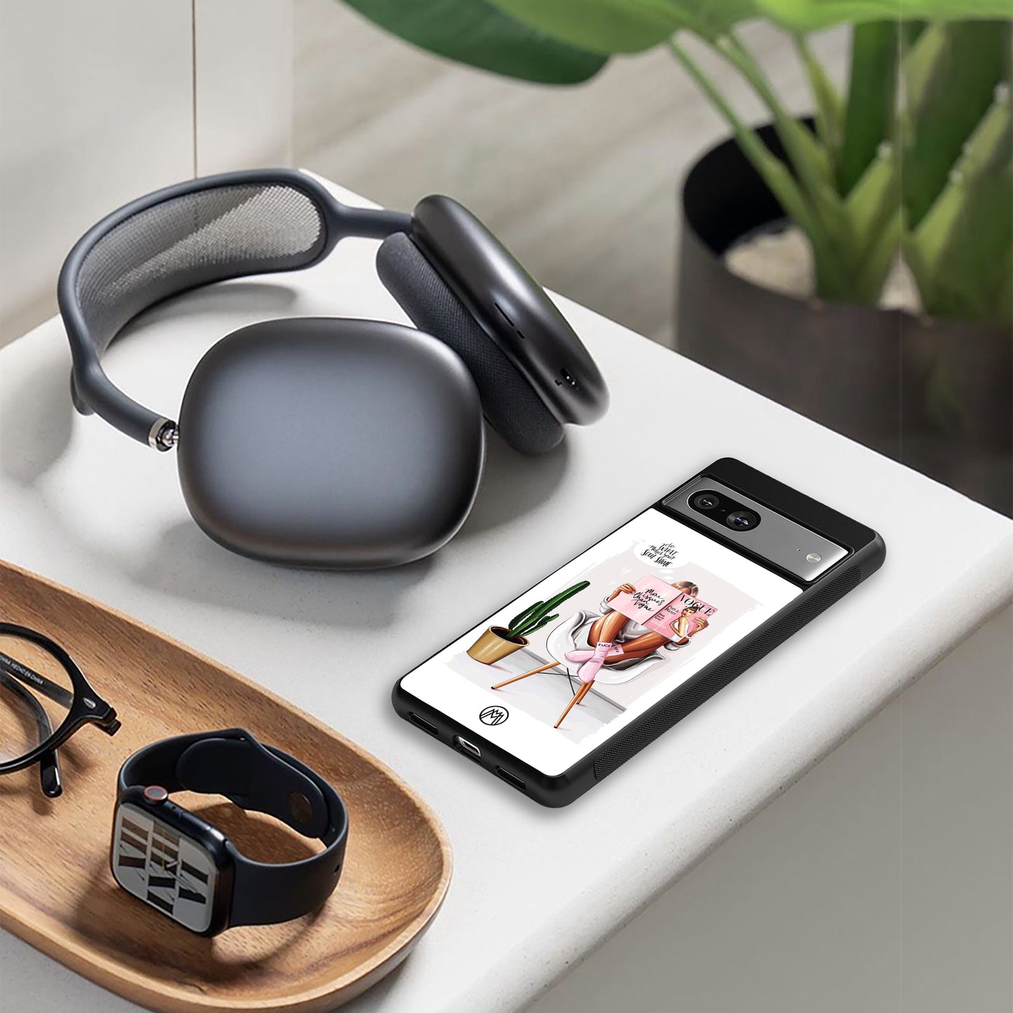 full glam vogue back phone cover | glass case for google pixel 9 pro