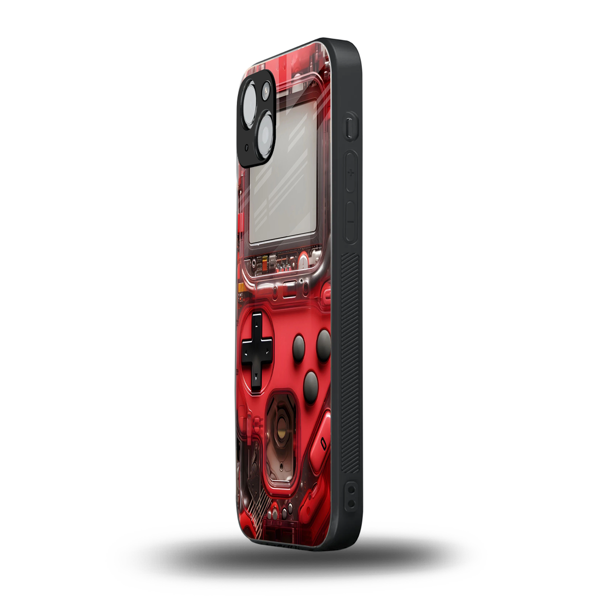 gameboy classic red back phone cover | glass case for iphone 15 plus