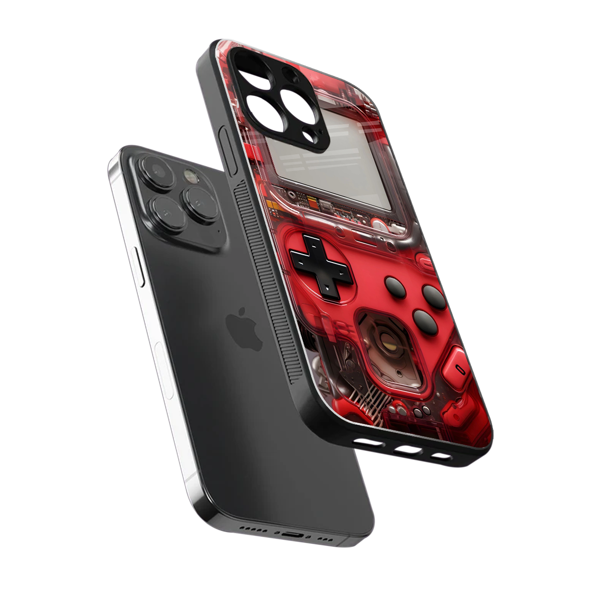 gameboy classic red back phone cover | glass case for iphone 15 pro max