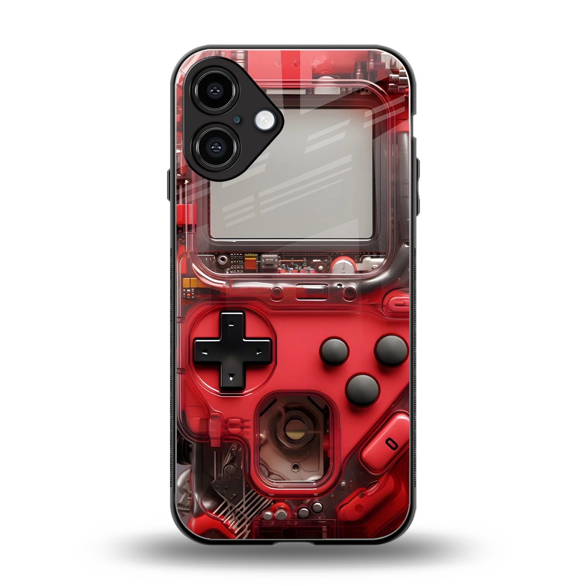 gameboy classic red back phone cover | glass case for iphone 16 plus