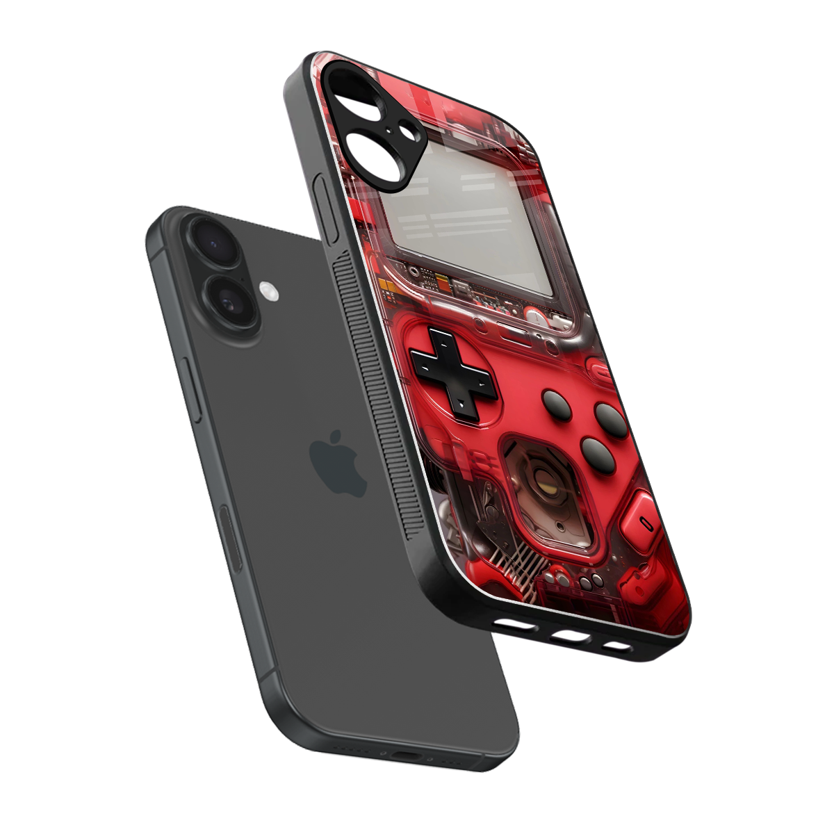 gameboy classic red back phone cover | glass case for iphone 16 plus