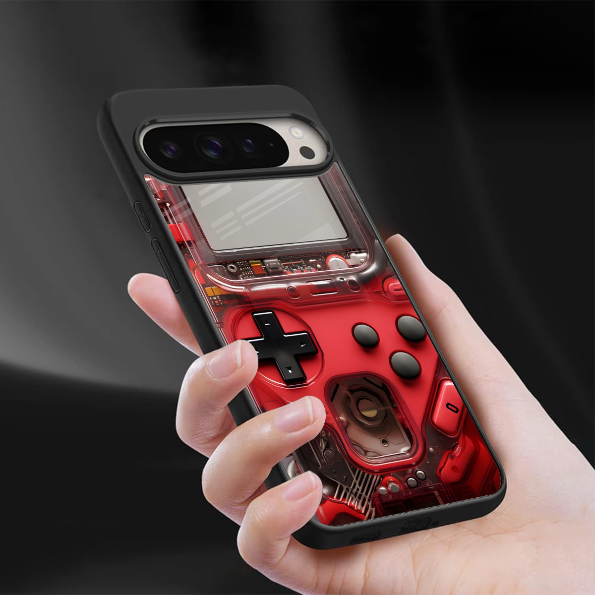 gameboy classic red back phone cover | glass case for google pixel 9 pro xl