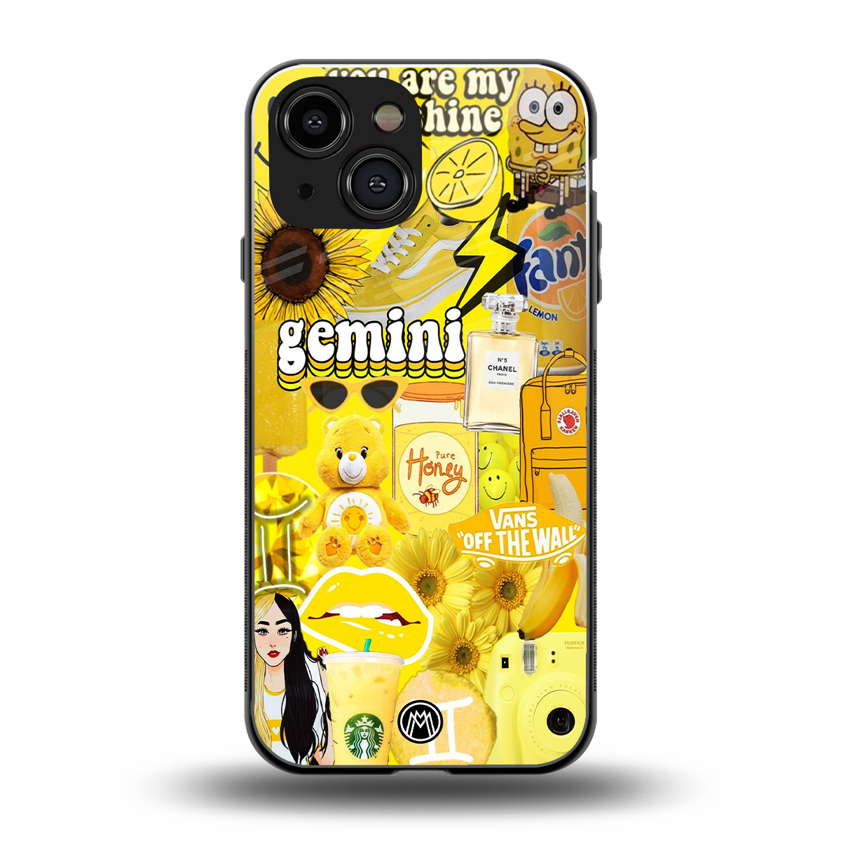gemini aesthetic collage back phone cover | glass case for iphone 13 mini