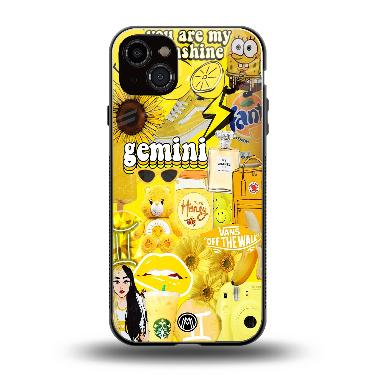 gemini aesthetic collage back phone cover | glass case for iphone 14 plus