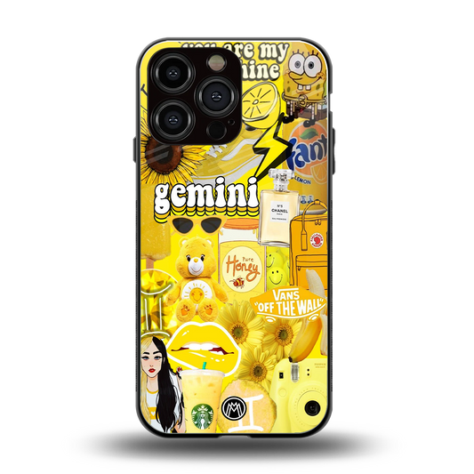 gemini aesthetic collage back phone cover | glass case for iphone 14 pro max