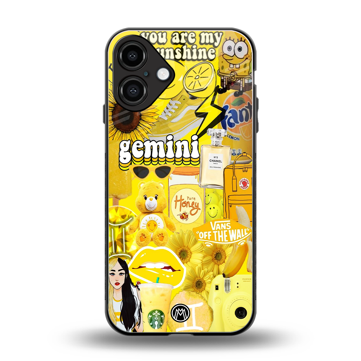 gemini aesthetic collage back phone cover | glass case for iphone 16 plus