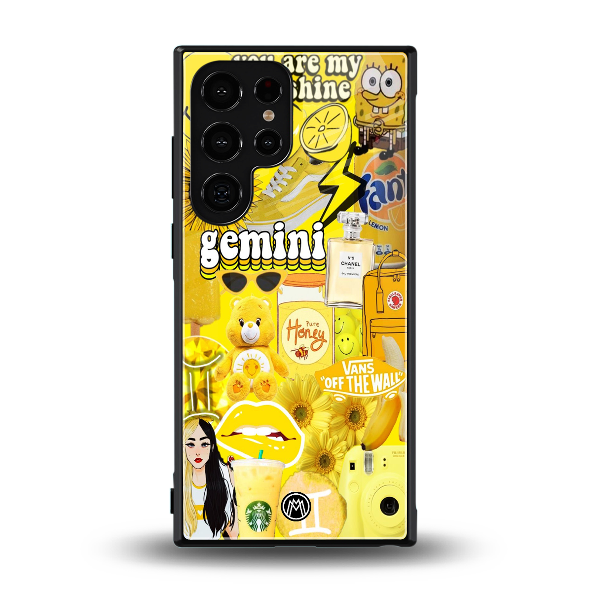gemini aesthetic collage back phone cover | glass case for samsung galaxy s24 ultra