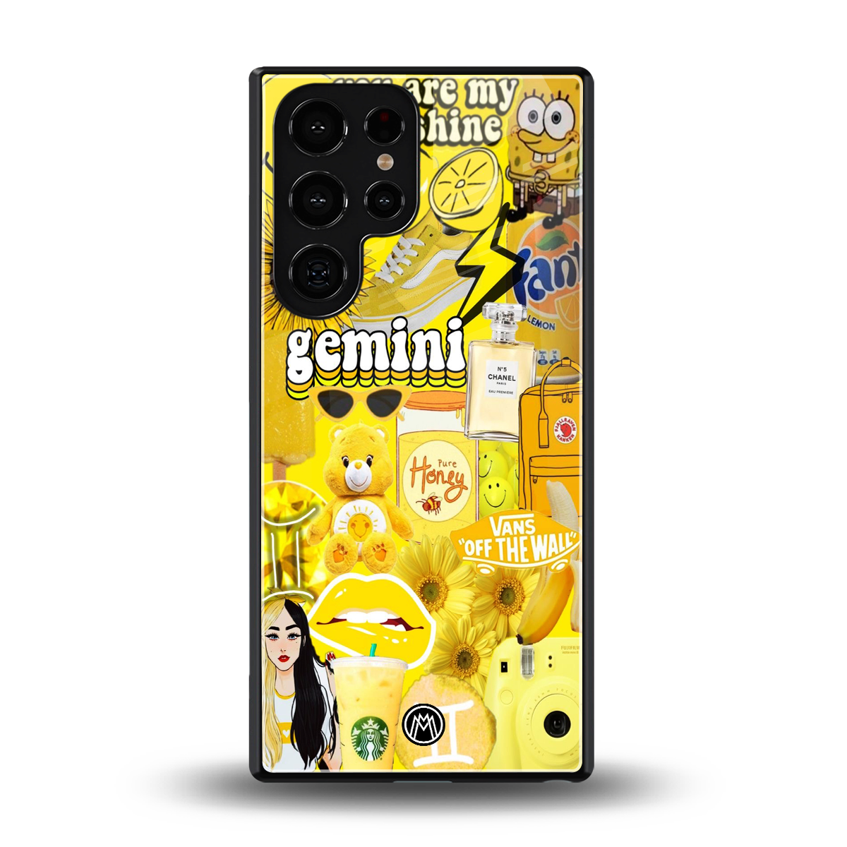 gemini aesthetic collage back phone cover | glass case for samsung galaxy s25 ultra